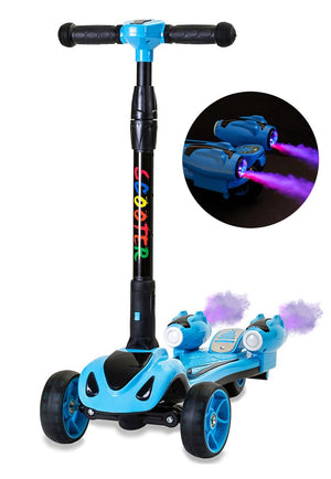 GlareWheel Y1 Kids Kick Scooter Real Smoking Rocket Blue