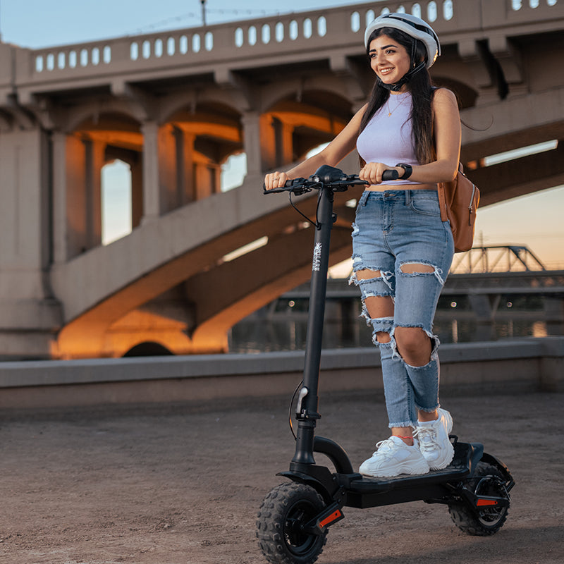 GlareWheel ES-S15 All Terrain Electric Scooter with Ski Convert Kit Success