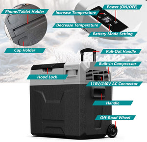 Glarewheel Electric Cooler Iceless Portable Refrigerator 50L