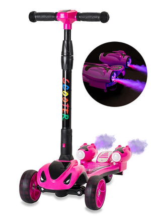 GlareWheel Y1 Kids Kick Scooter Real Smoking Rocket Pink