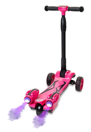 GlareWheel Y1 Kids Kick Scooter Real Smoking Rocket Pink