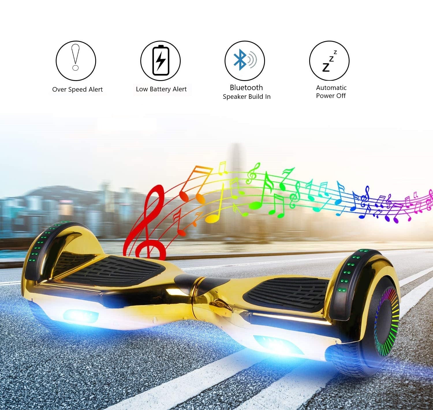 GlareWheel M3 Hoverboard LED Light Bluetooth Chrome Gold glarewheel-m3-hoverboard-led-light-bluetooth-chrome-gold