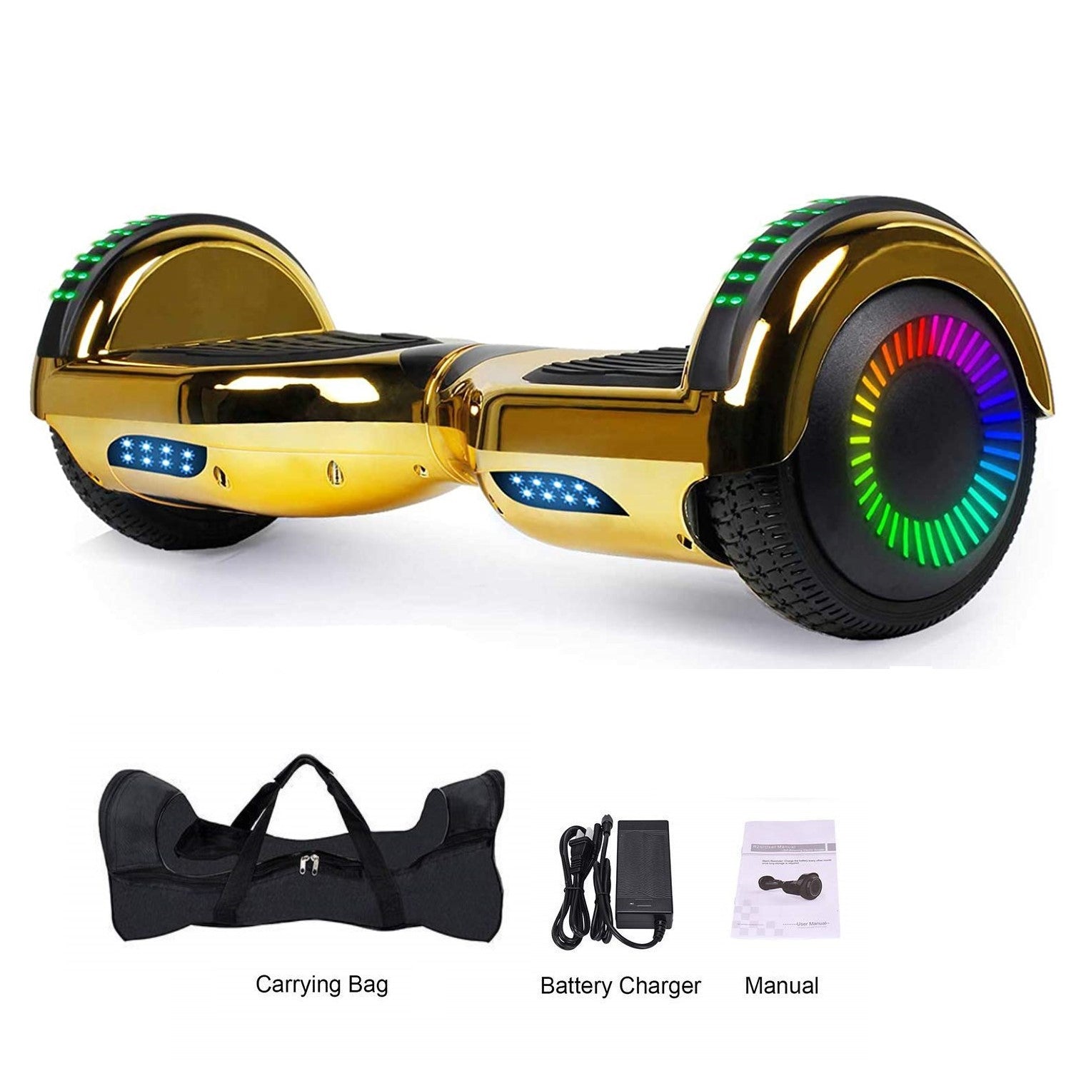 GlareWheel M3 Hoverboard LED Light Bluetooth Chrome Gold