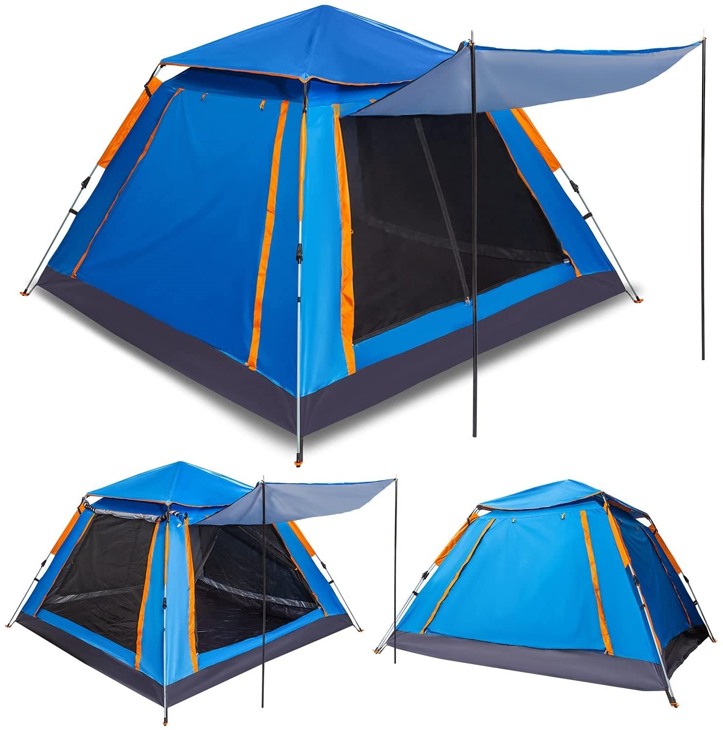 pop up family tent GlareWheel Instant Pop Up Tent 5 Person Blue
