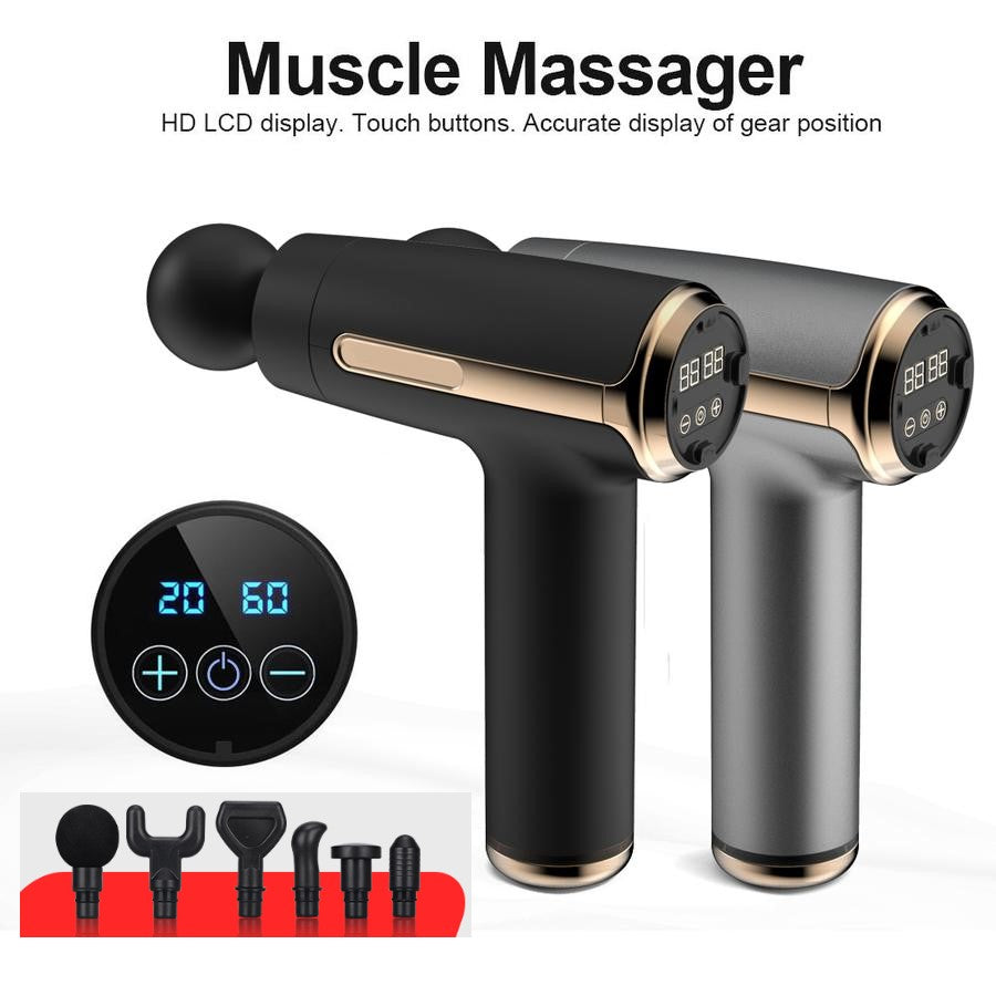 Muscle Massage Gun with 6 Heads 20 Speed High-Intensity Vibration freeshipping - GlareWheel Black Muscle Massage Gun with 6 Heads 20 Speed High-Intensity Vibration freeshipping - GlareWheel Black