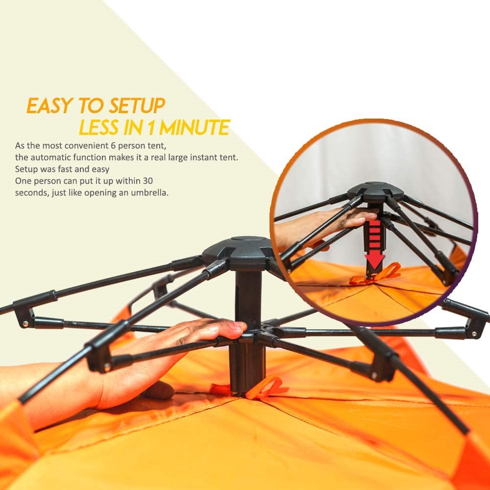 instant tent 4 person GlareWheel Instant Pop Up Tent 4 Person Orange
