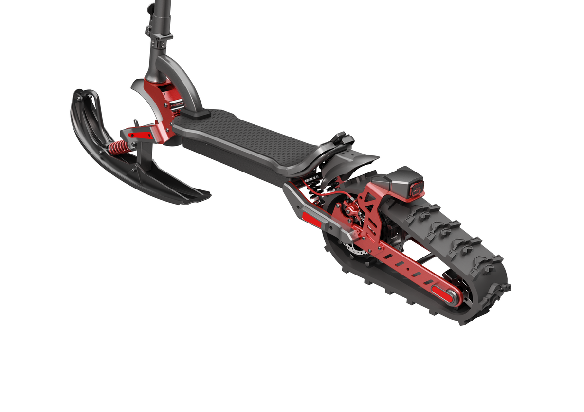 GlareWheel ES-S15 All Terrain Electric Scooter with Ski Convert Kit Success