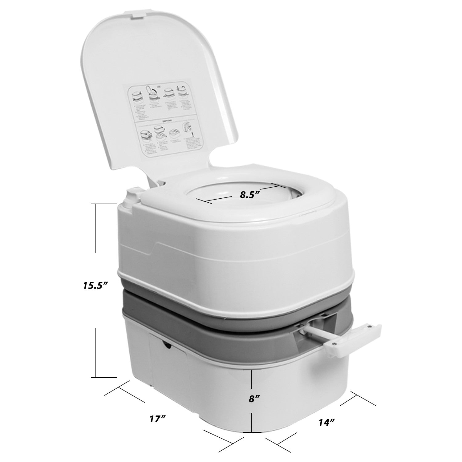 potty camping GlareWheel 6.3 gal Portable Travel Toilet for Camping RV Boating & Other Recreational Activities