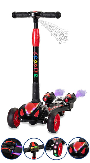 GlareWheel Y1 Kids Kick Scooter Real Smoking Rocket Black
