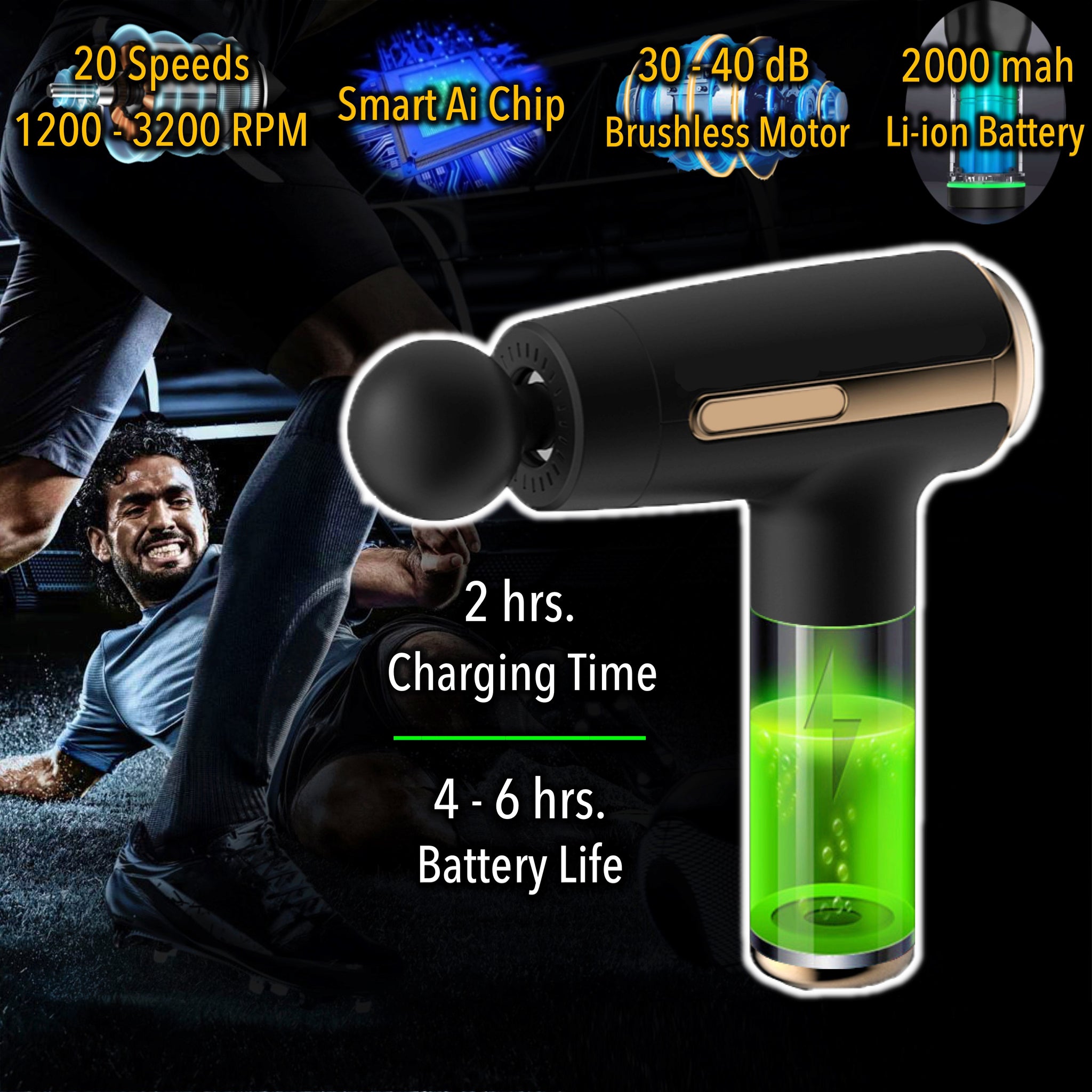 6-Speed Massage Gun – Deep Tissue Muscle Percussion Therapy | Portable & Rechargeable