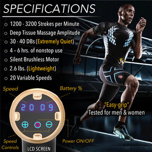 Muscle Massage Gun with 6 Heads 20 Speed High-Intensity Vibration - GlareWheel 